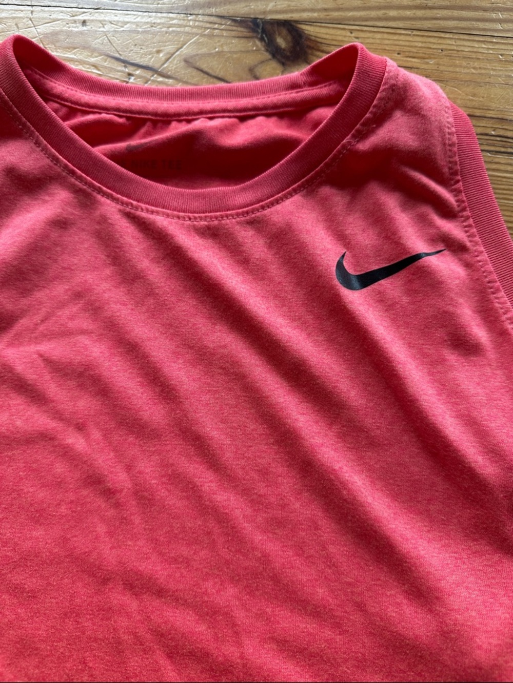 Nike Coral-Red Sleeveless Athletic Tank with Black Swoosh
